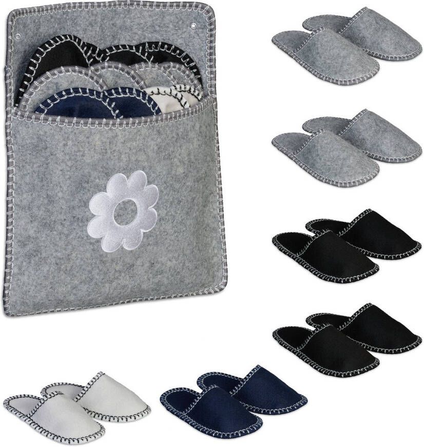 Instap pantoffels 6 paar 45 vilt antislip