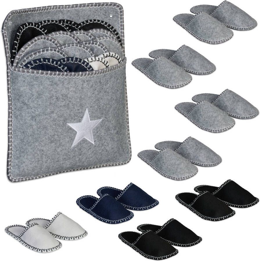 Instap pantoffels 8 paar 45 3 groottes vilt antislip