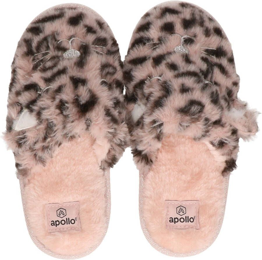 Instap sloffen pantoffels luipaard print roze kinderen meisjes slippers