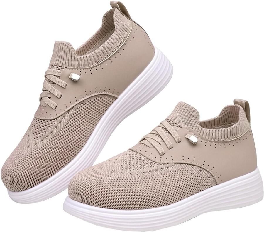Instapschoenen voor vrouwen VK brede pasvorm mesh antislip plateau-sneakers lichtgewicht ademend zomerschoenen met ronde neus zacht comfortabel dagelijks woon-werkverkeer en outdoor