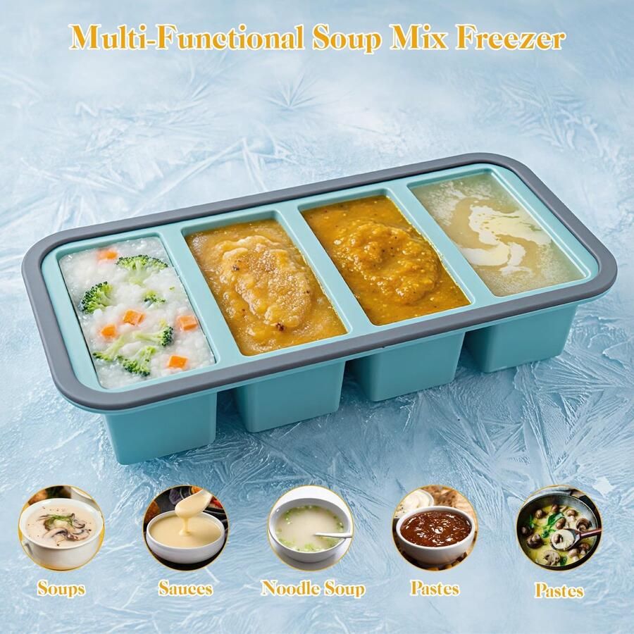 Invriezen container siliconen vriesvorm 3 stuks grote ijsblokjesvorm siliconen 250 ml vriescontainer soepen invriezen babypap invriezen houder voor soep bouillon sauzen