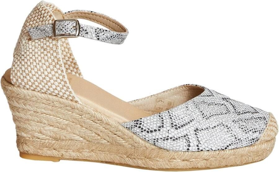 Is niet hetzelfde dames sandalen of espadrilles gemaakt van jute met sleehak platform met 3 snaren Esparto met gesp gesloten teen kleur slangenprint tot