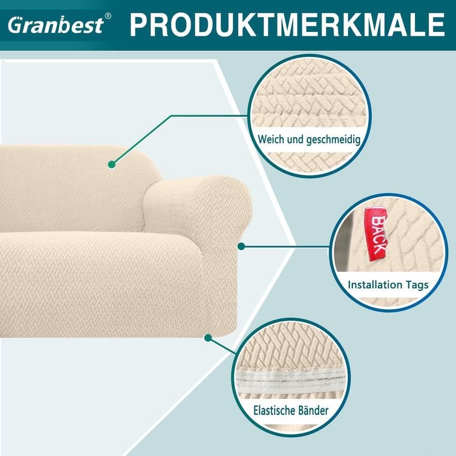 Jacquard bankovertrek 2-zits superzachte antislip stretch voor