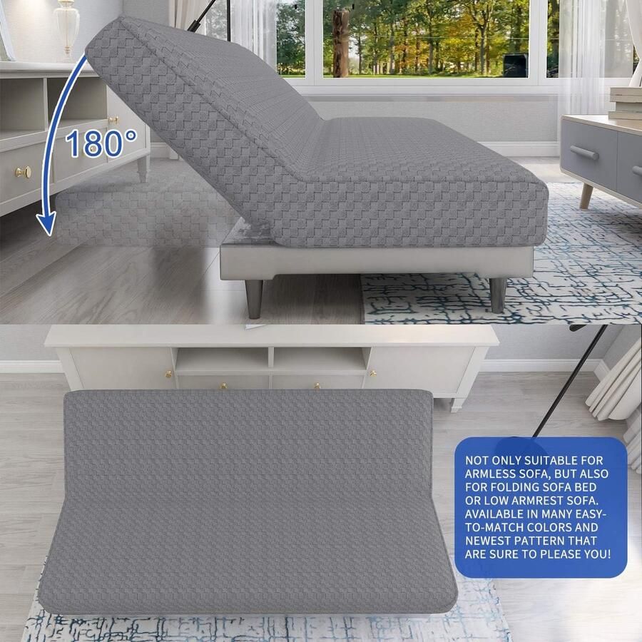 Jacquard Futon Cover Stretch Armless Futon Sofa Cover Futon Slipcover