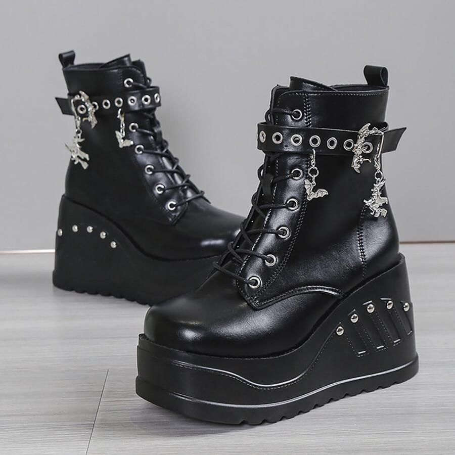 Jane damesschoenen leuke plateauschoenen gotisch dubbele enkelband ronde neus grove hak pumps voor uniform perfect voor school feest werk dansen afspraakjes en nachtclub