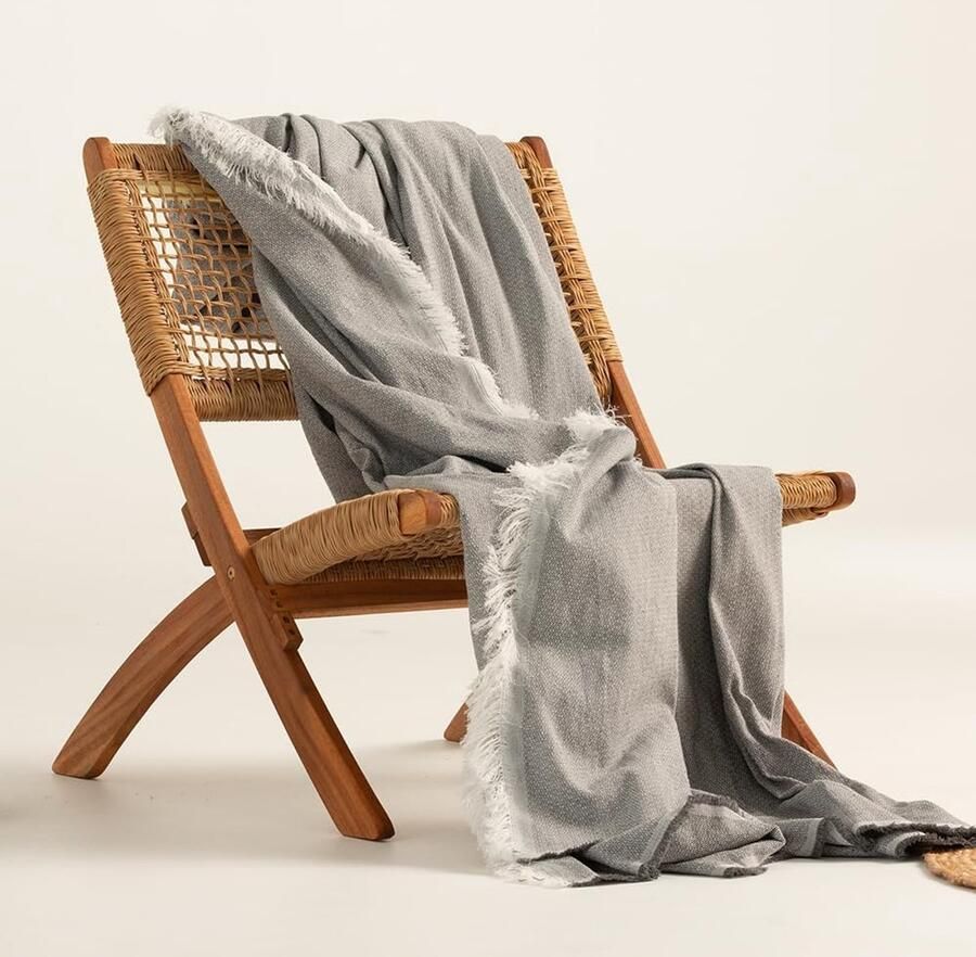 Jarapa Foulard bankhoes voor 3-zits veelzijdig bruikbaar bedsprei 135 katoen effen 230 x lichtgrijs