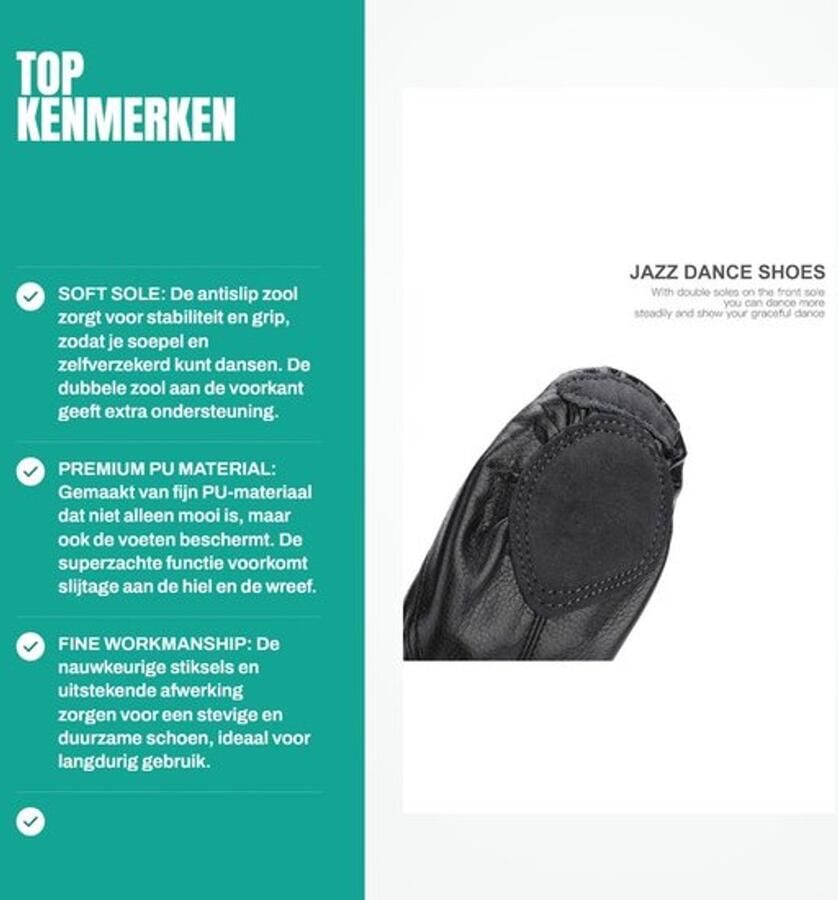 Jazzdansschoenen Comfortabel Antislip Zolen Duurzaam PU Geschikt voor Volwassenen Kinderen Perfect voor Danspraktijk Lichtgewicht Dansschoenen