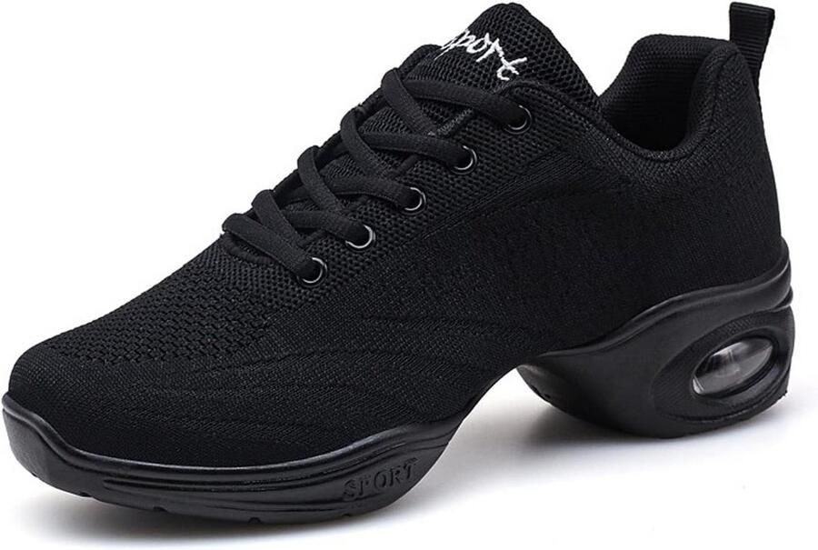 Jazzdansschoenen Dames met Veters en Verdeelde Zool Danssneakers met Platform en Luchtkussen