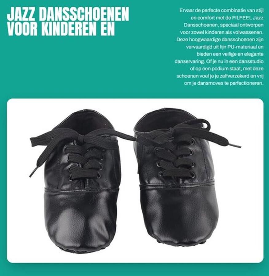 Jazzdansschoenen hoge kwaliteit Antislip zool PU materiaal Meerdere maten Voor kinderen volwassenen Schokbestendig Dansschoenen