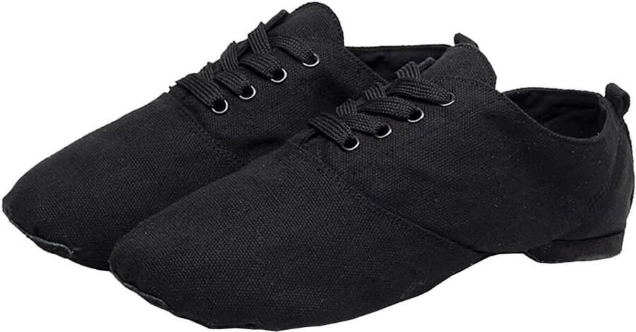 Jazzschoenen voor dames zwart jazzschoenen canvas met leren zool professionele jazz-dansschoenen - Foto 1