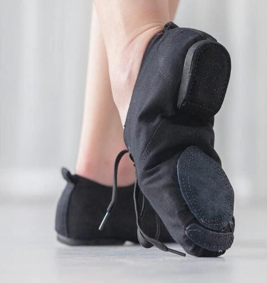 Jazzschoenen voor dames zwart jazzschoenen canvas met leren zool professionele jazz-dansschoenen