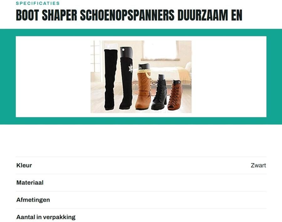JHUBERS- Boot Shaper 2 Paar 10 Inch Zwart Duurzaam Kunststof Ondersteuning voor Laarzen Laarzensteun