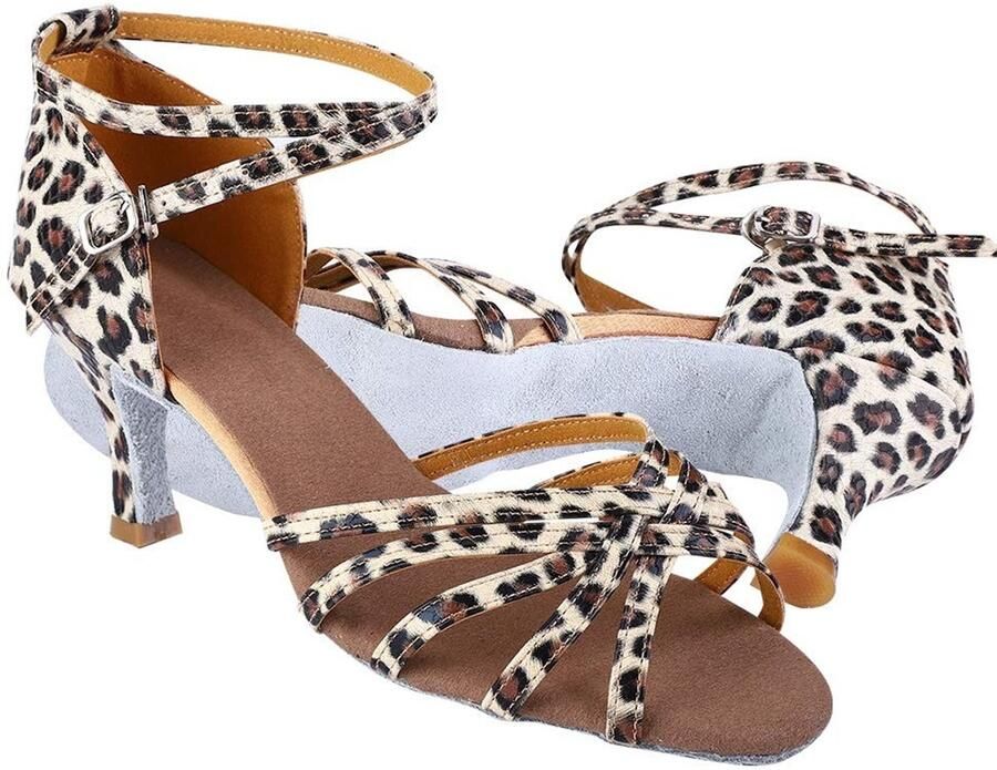 Jhuberss Latin Schoenen Ballroom Schoenen Comfortabel en stijlvol Luipaardpatroon Dansschoenen voor meisjes Modieus en klassiek