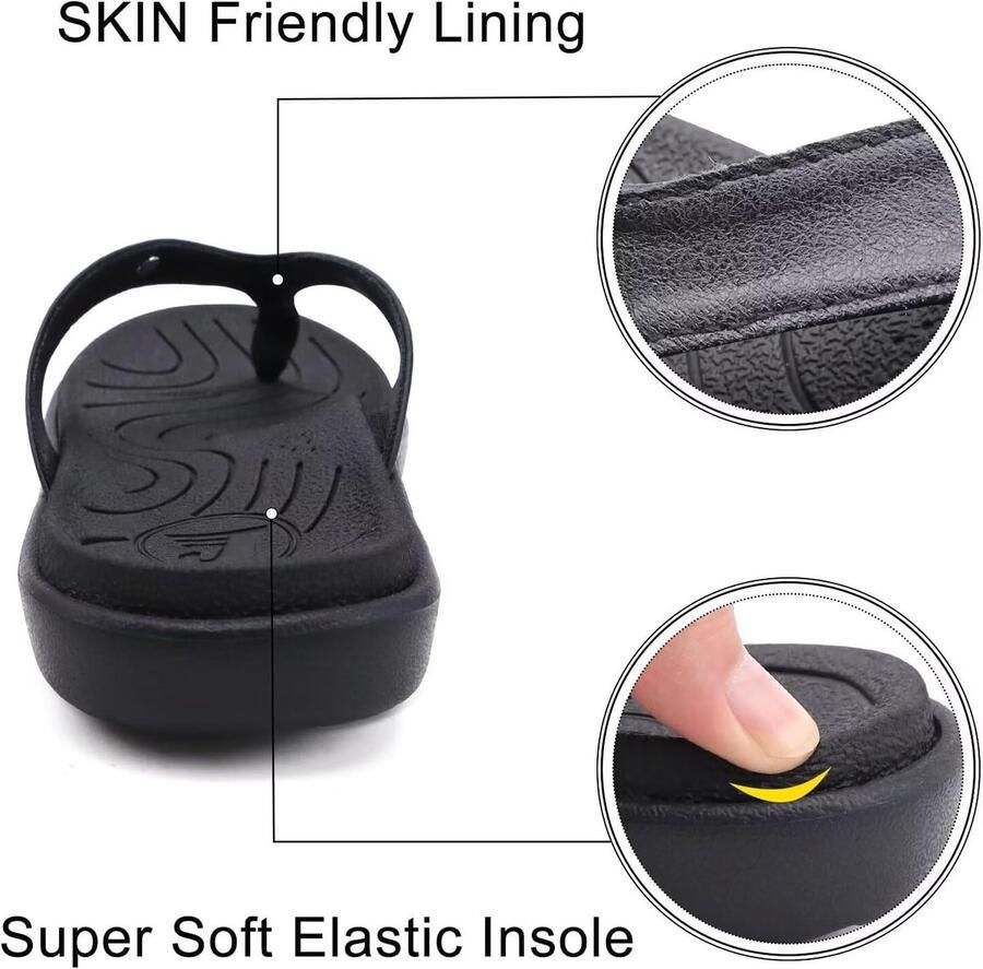 Jiajiale Flip Flops modieuze orthopedische leren stof lichte teenslippers vrouwen comfortabel yoga voetbed badslippers zomer strand anti-slip vaste rubberen zool
