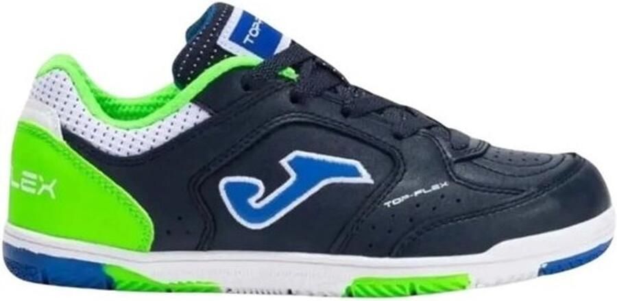 Joma Top Flex JR Zaalschoenen voor Kinderzaalvoetbal Marineblauw met Neongroen