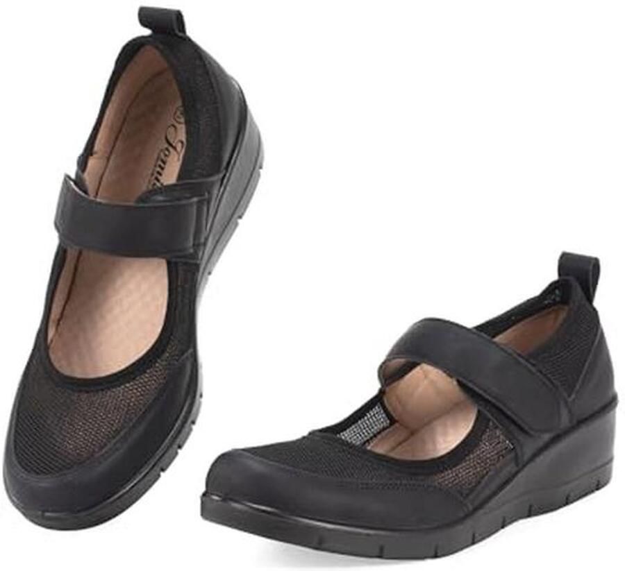 JOMIX Mocassins Dames met Verstelbare Band Vrouwen Klassiek Loafers Comfortabel Sleehak Zomer Sandalen voor Straat Winkelen Strand