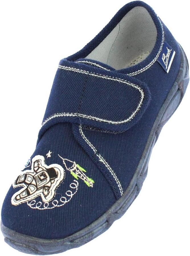 Jongens Pantoffels Donkerblauw met Astronauten Print Makkelijk Aan en Slippervast