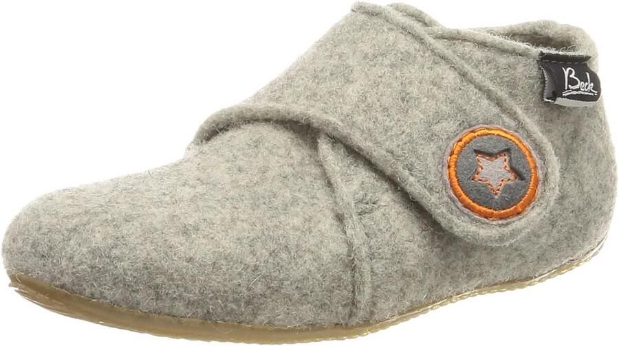 Jongens Pantoffels van Wolvilt met Klittenband
