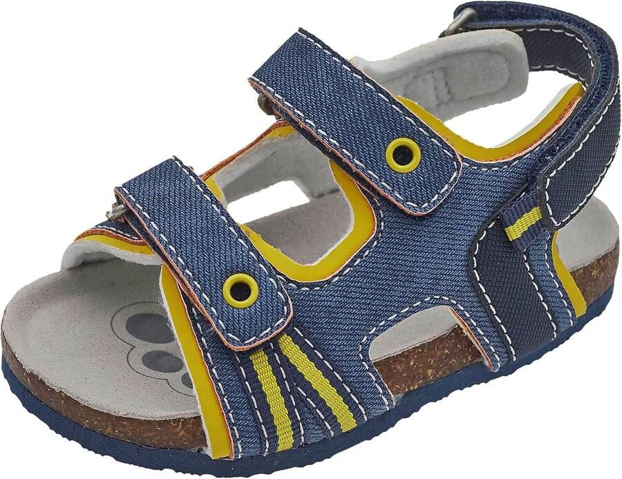 Jongens Sandaal met Drievoudige Klittenbandsluiting en Open Teen