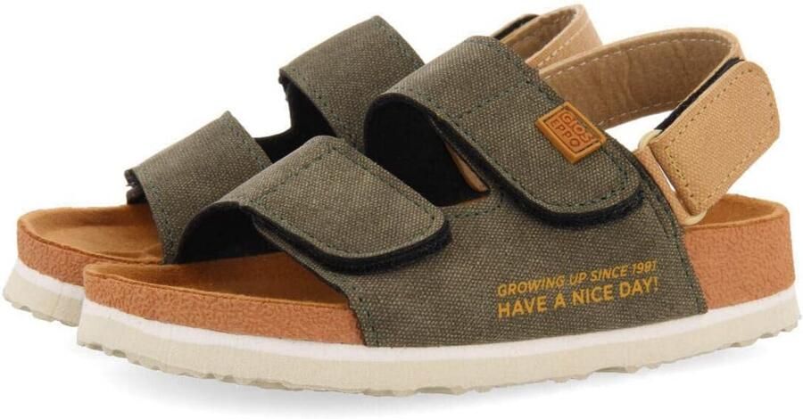 Jongens Teenslippers Kaki met Verstelbare Bandjes en Hielriem