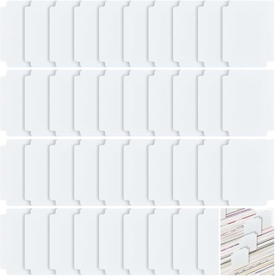 Kaarten voor 40 vellen witte plastic kaartscheiders (2 75 x 3 7 inch)