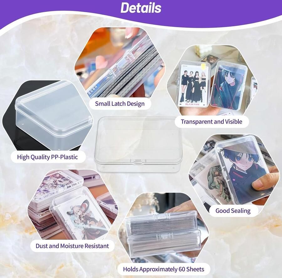 Kaartenbox kaartenopbergdoos met deksel kaartenbox speelkaarten transparante lege kaartenbox speelkaarten etui voor kaarten bewaren visitekaartjes verzamelkaarten 9 5 x 6 5 x