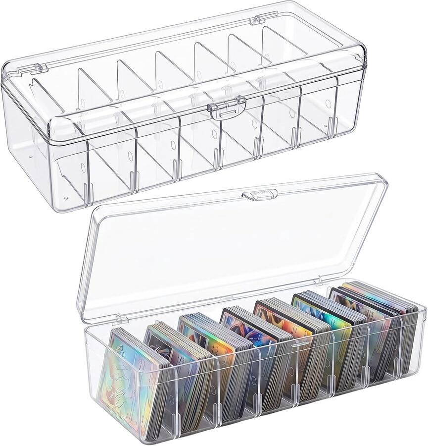 Kaartenbox Transparante Plastic Kaart Organizer Box met Verstelbare Verdelers 24 8x10x Biedt Plaats Aan 700 Kaarten Kaartenbox voor Flashcards visitekaartjes ruilkaarten