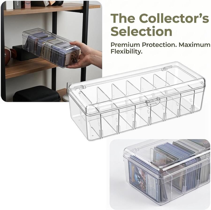Kaartenbox Transparante Plastic Kaart Organizer Box met Verstelbare Verdelers 24 8x10x Biedt Plaats Aan 700 Kaarten Kaartenbox voor Flashcards visitekaartjes ruilkaarten - Foto 2
