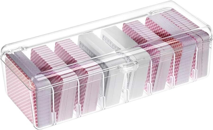 Kaartenbox van kunststof met afneembare scheidingswanden voor 700 kaarten transparant voor speelkaarten sportspelkaarten visitekaartjes en meer