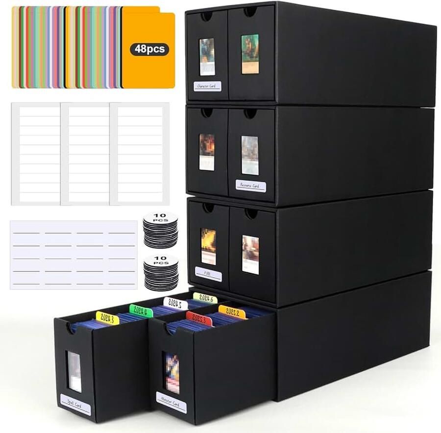 Kaartenbox voor 7400+ kaarten Top Loaders Box voor 1350+ 3 x 4 35PT Toploaders Trading Card Storage Box voor Commander Display Kaarten Deck Box met 48 kaartscheiders Card Box voor TCG