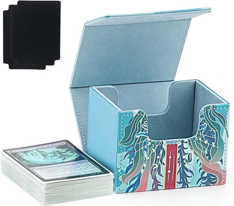 Kaartenbox voor Commander Display geschikt voor maximaal 150 kaarten compatibel met TCG OCG YGO PTCG PU Leer Kaartenbox kaartenopslagbox (blauw)