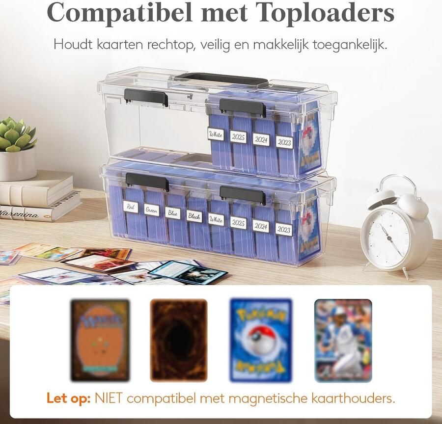 Kaartenbox voor Toploader-kaarten Commander Dekbox Kunststof Kaartenbox voor MTG TCG Yugioh en Sportkaarten 2 Stuks