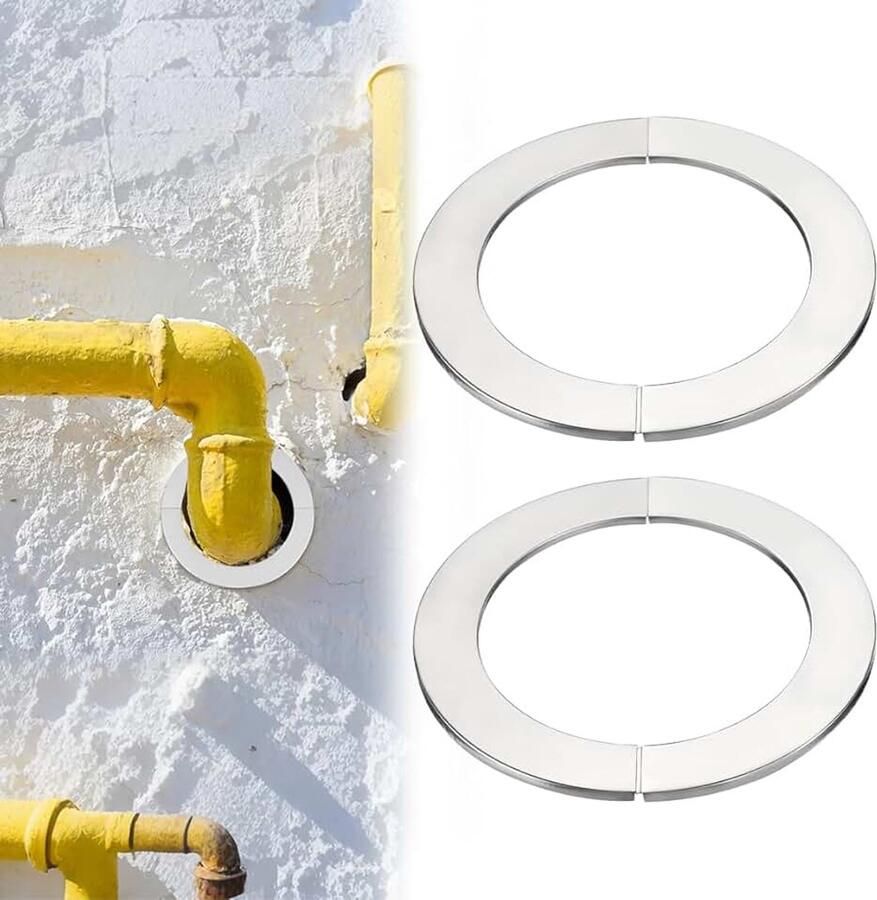 Kachelbuis 100 mm (150 mm) roestvrij staal zelfklevende afdekrozet gedeeld roestvrij staal wandrozet hittebestendig haardrozet voor kraanbuis ketelbuis 101 x 150 x 5 mm