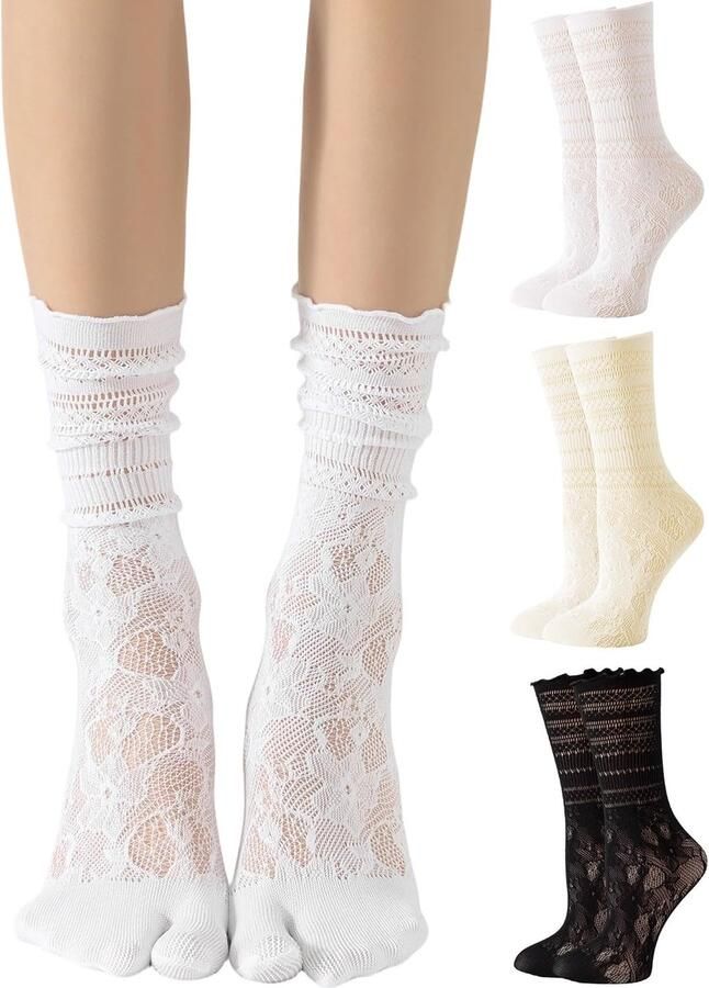Kant Sexy Tabi Sokken voor Vrouwen Flip Flops Gescheiden Sok Ruche Frilly Sport Casual Sokken voor Dagelijks Dragen