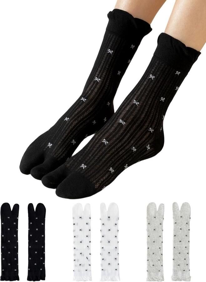 Kant Sexy Tabi Sokken voor Vrouwen Flip Flops Gescheiden Sok Ruche Frilly Sport Casual Sokken voor Dagelijks Dragen