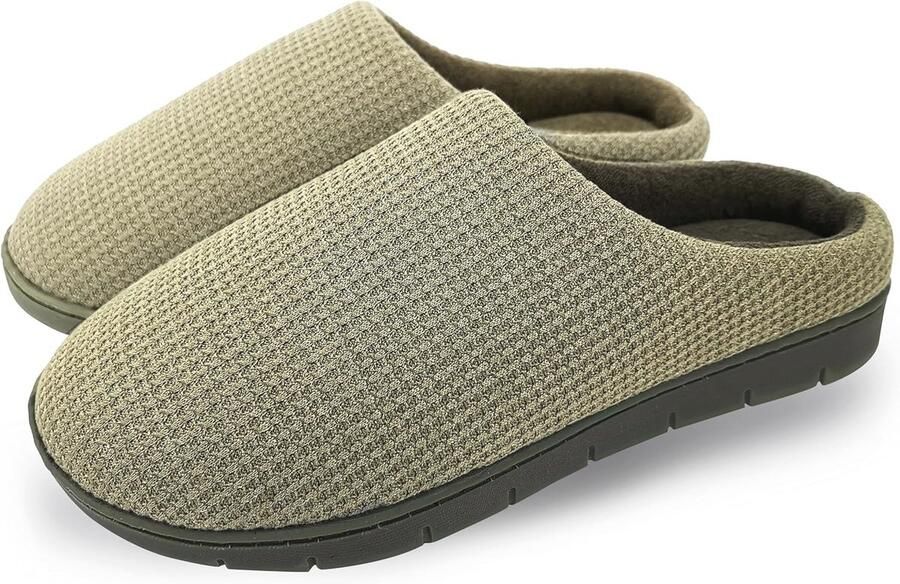 Katoen Gebreide Huis Slippers voor en met Memory Foam en Antislip Zolen