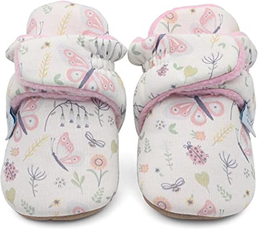 Katoenen Babyschoenen met Warme Wolvoering Eerste Winter Schoenen Verstelbare Slippers met Zachte Antislip Zool Baby Booties