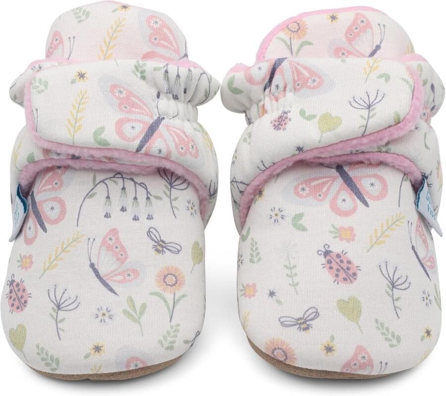 Katoenen Babyschoenen met Warme Wolvoering Eerste Winter Schoenen Verstelbare Slippers met Zachte Antislip Zool Baby Booties