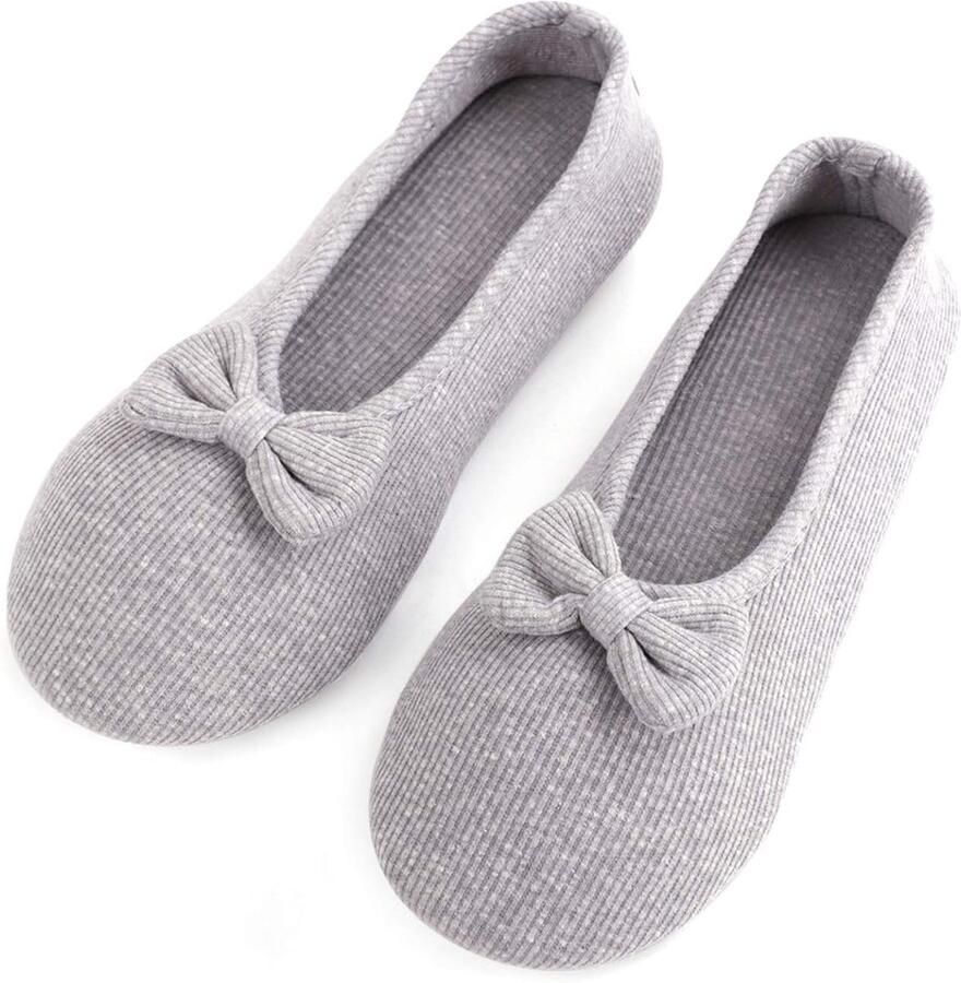 Katoenen ballerina pantoffels huisschoenen gesloten pantoffels schoenen dames meisjes nietjesvoeringen pantoffels indoor warme slippers met strik voor winter herfst lente