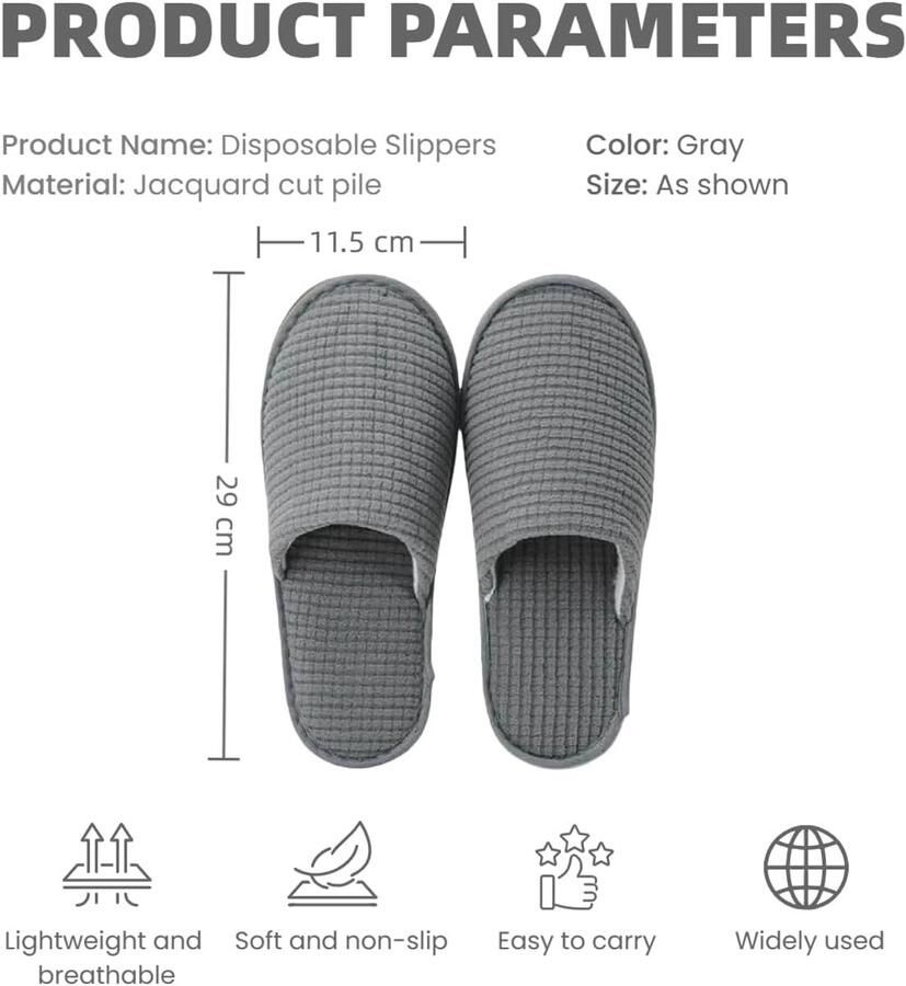 Katoenen fluwelen pantoffels uniseks spa hotelslipper antislip wasbaar per stuk verpakt 4 paar x