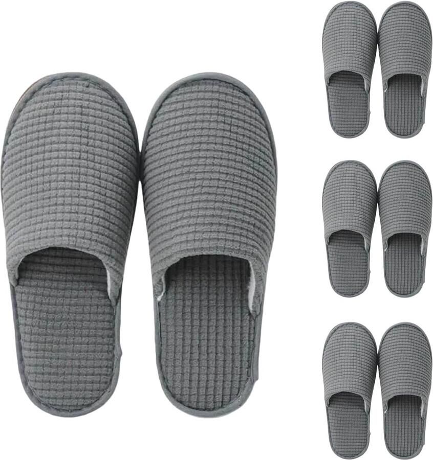 Katoenen fluwelen pantoffels uniseks spa hotelslipper antislip wasbaar per stuk verpakt 4 paar x