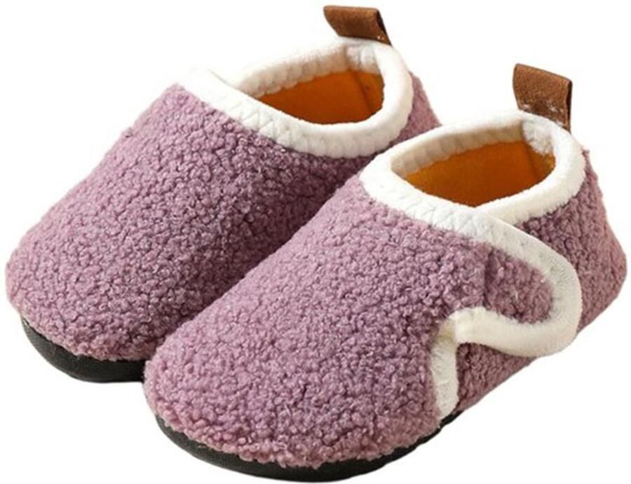 Katoenen Pantoffels Binnenlengte Kinder Katoenen Pantoffels Antislip Katoenen Pantoffels met Zachte Zolen Katoenen Pantoffels Warme Antislip Katoenen Pantoffels voor Binnen Klittenband Ontwerp Paars