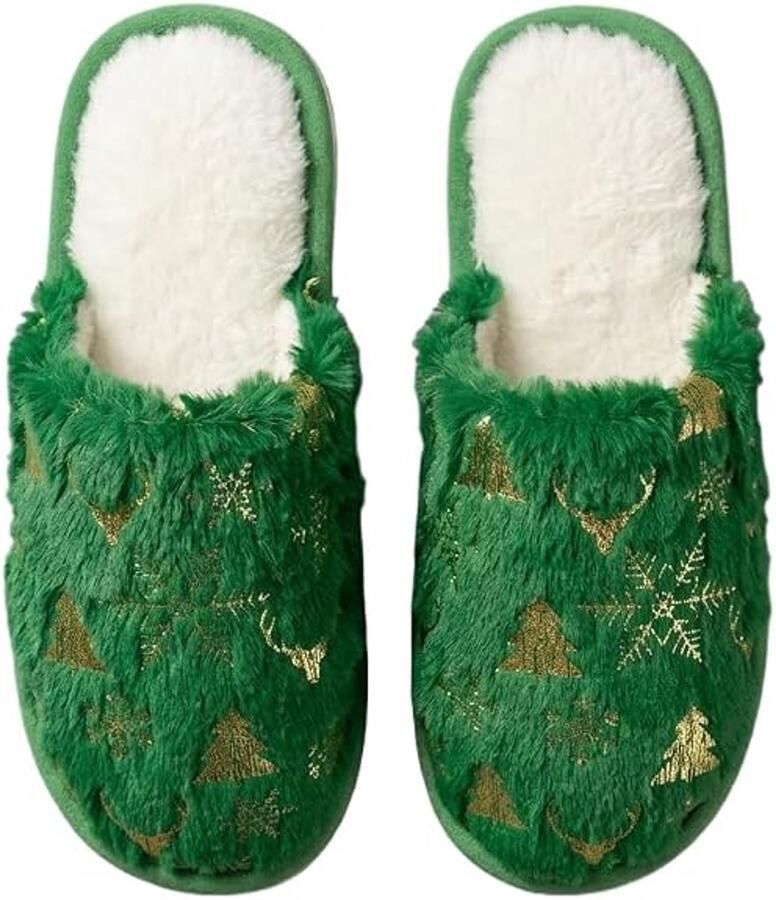 Katoenen pantoffels Binnenpantoffels Katoenen sloffen met pluche voering Pantoffels Zachte zool groente Eenvoudig ontwerp Unisex