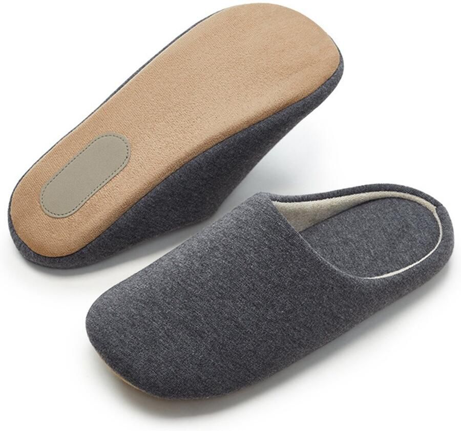 Katoenen slippers Stille slippers Ademende katoenen slippers Warme slippers 28x22x Unisex Geschikt voor thuis hotels en scholen Donkergrijs maat M )