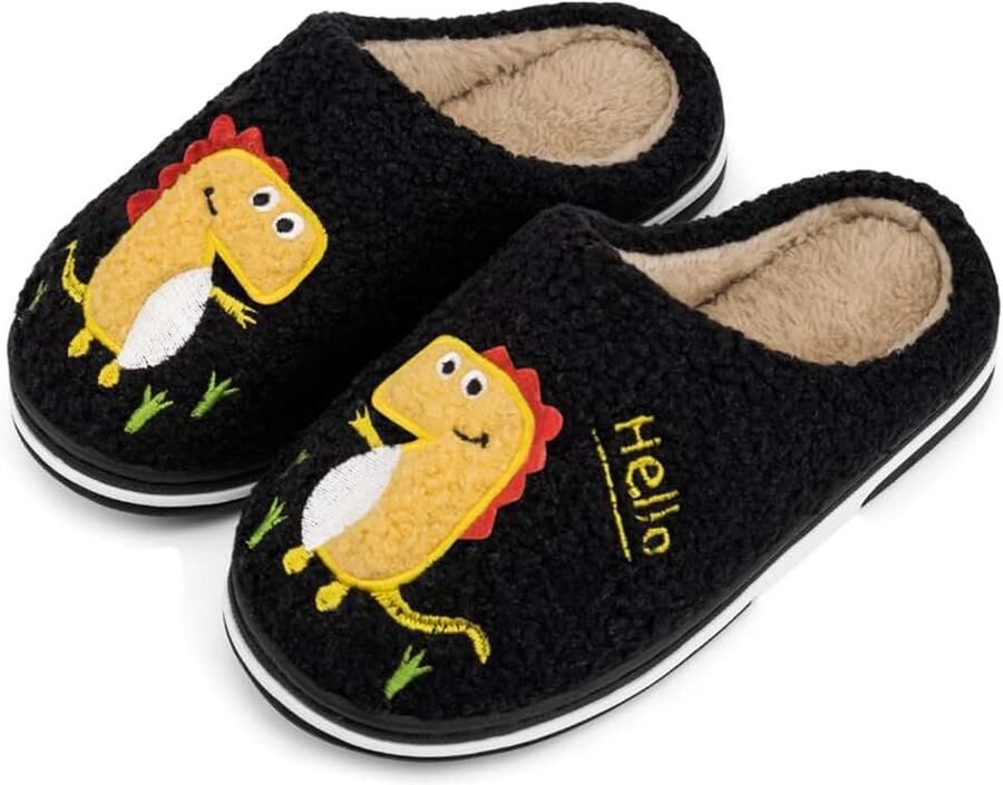 Katoenen winterpantoffels voor kinderen warme zachte pluche pantoffels knuffelige slippers met cartoon-dinosaurus voor en