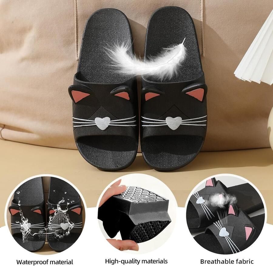 Katten Badslippers Meisjes Dames Slippers Kinderen Antislip Sloffen Comfortabele Zachte Voor Douche Strand
