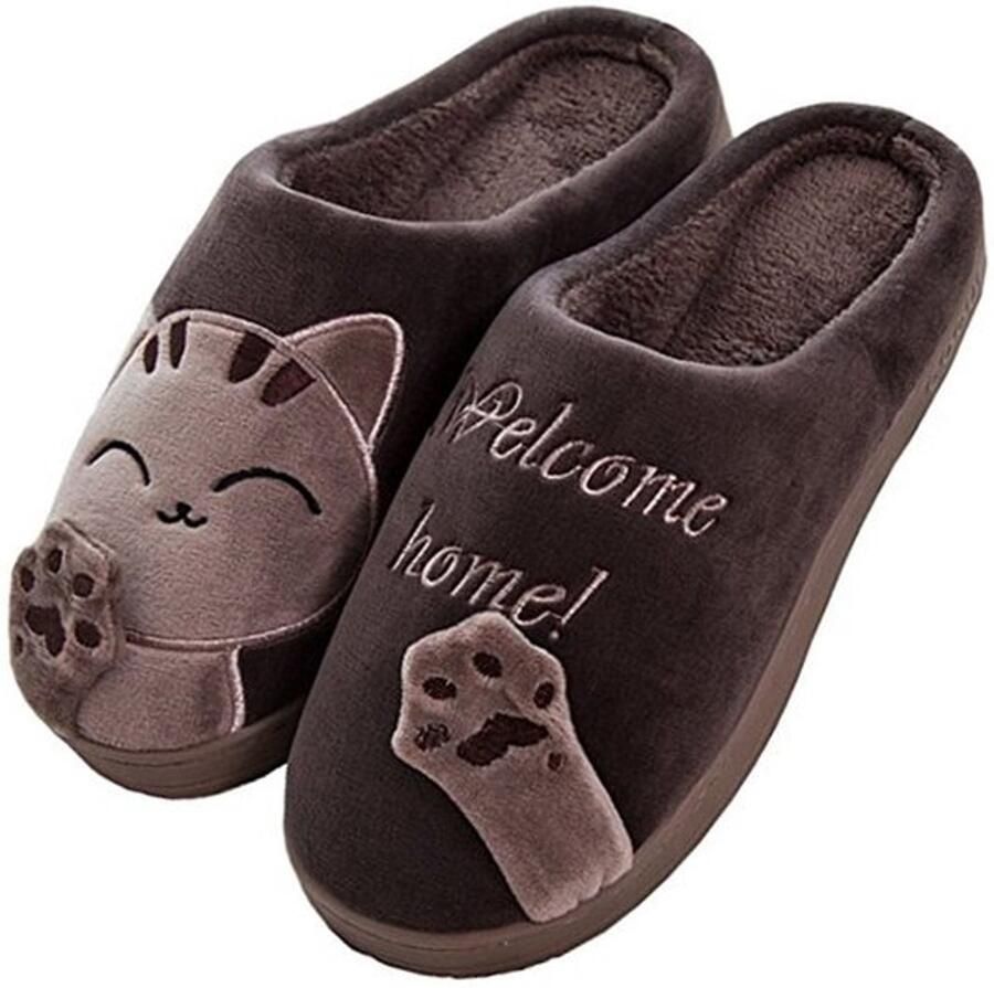 Kattenpantoffels Antislip Slippers Instapper Slijtvast TPR Zool Textiel Binnenmateriaal