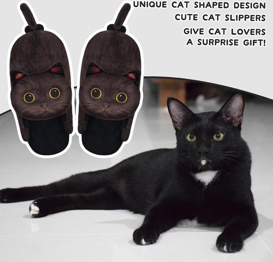 Kattenpantoffels voor en warme winterpantoffels dieren pluche antislip hoedschoenen kattenslippers knuffelig kattenliefhebbers cadeaus voor