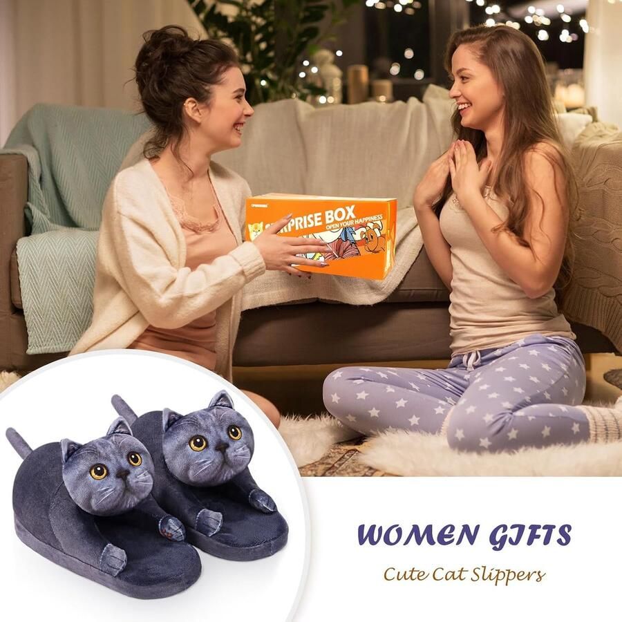 Kattenpantoffels voor en warme winterpantoffels dieren pluche antislip hoedschoenen kattenslippers knuffelig kattenliefhebbers cadeaus voor