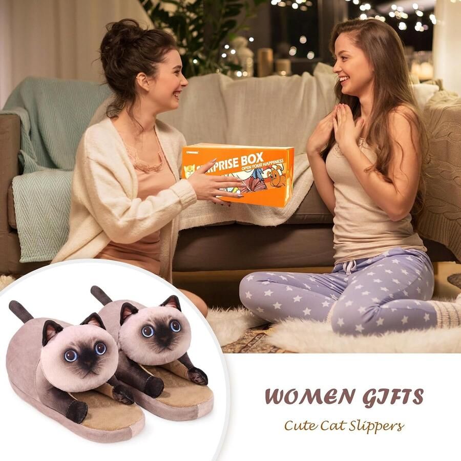 Kattenpantoffels voor en warme winterpantoffels dieren pluche antislip hoedschoenen kattenslippers knuffelig kattenliefhebbers cadeaus voor